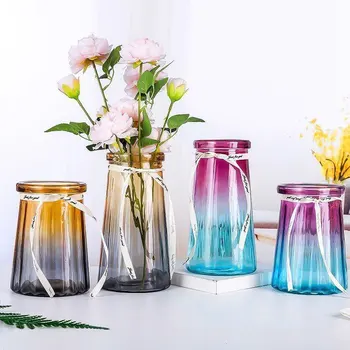 

Flower Arrangement European Simple Conical Glass Vase Contracted Creative Hydroponic Desktop Ornament Home Decoration Accessorie