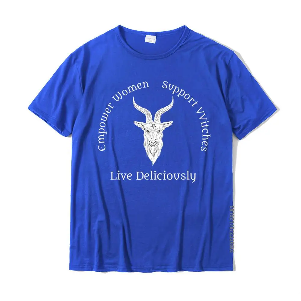  Custom T Shirt Funky Short Sleeve Male Tshirts TpicOriginaltitle Normal VALENTINE DAY T Shirts Crewneck Free Shipping Live Deliciously Occult Pagan Witch Design - White Text T-Shirt__MZ21118 blue