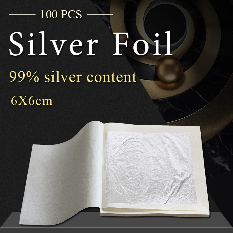 Edible Silver Leaf 99.9% Real Silver Foil 100pcs 6x6cm for Food Cake  Decoration Painting Art Craft - AliExpress