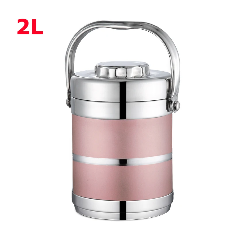 2L Pink 1,4-л вакуумный Ланч-бокс из нержавеющей стали Термос тепловой контейнер для еды офисный детский студенческий для школьных Бенто-бокс розовый большой мешок - Цвет: 2L Pink