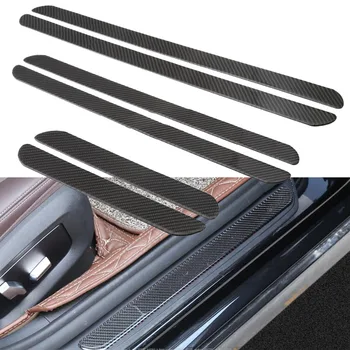 

2pcs Car Door Sill Scuff Plate Universal Auto Threshold Cover Panel Carbon Fiber Step Protective Decorative Sticker Guard S/M/L