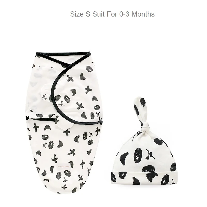 Panda Set 3M Пеленка+ шапочка для новорожденных, конверт, одеяла, мягкий спальный мешок для младенцев, спальный мешок, постельные принадлежности, теплый детский кокон, пеленание детей - Цвет: Panda Set 3M