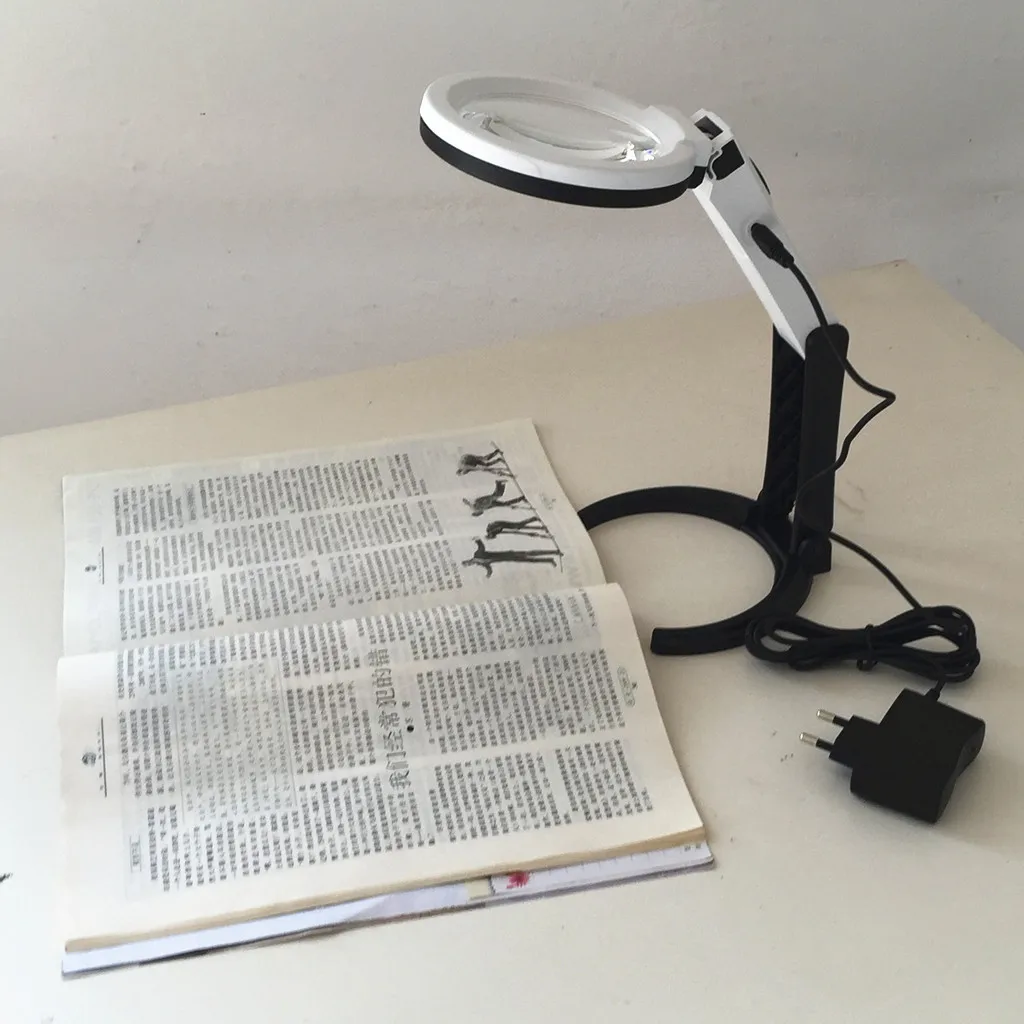 

2.5X 8X 85mm Lamp Magnifying Glass Desk Table Lamp Reading Magnifier With 10 LED