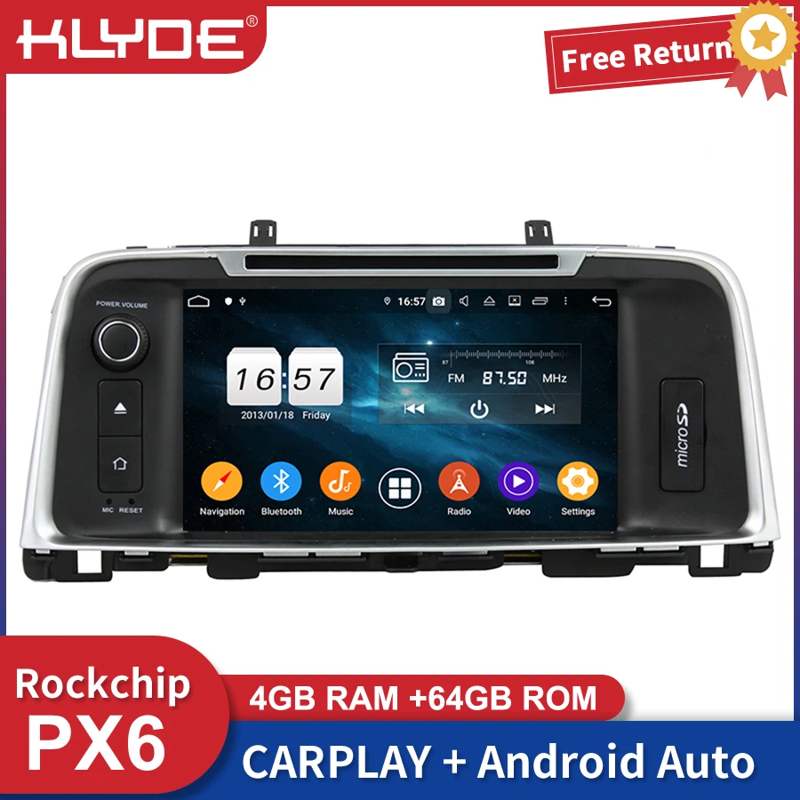 Автомагнитола Klyde PX6 мультимедийный стерео-плеер на Android с GPS Навигатором для KIA