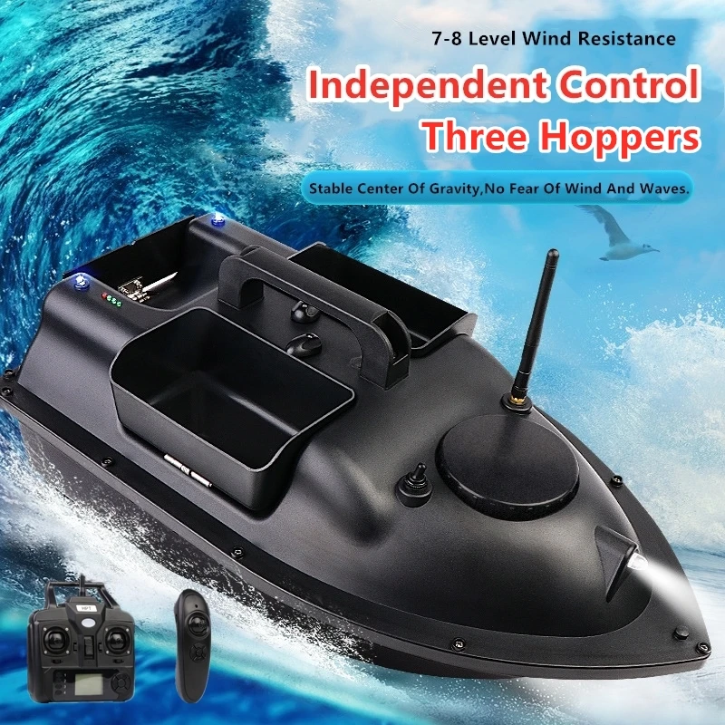 16 GPS Point Intelligent Return 3 Hopper RC Fishing Boat Bait 500M 6H LCD  Screen Fish Finder Remote Control GPS RC Bait Boat