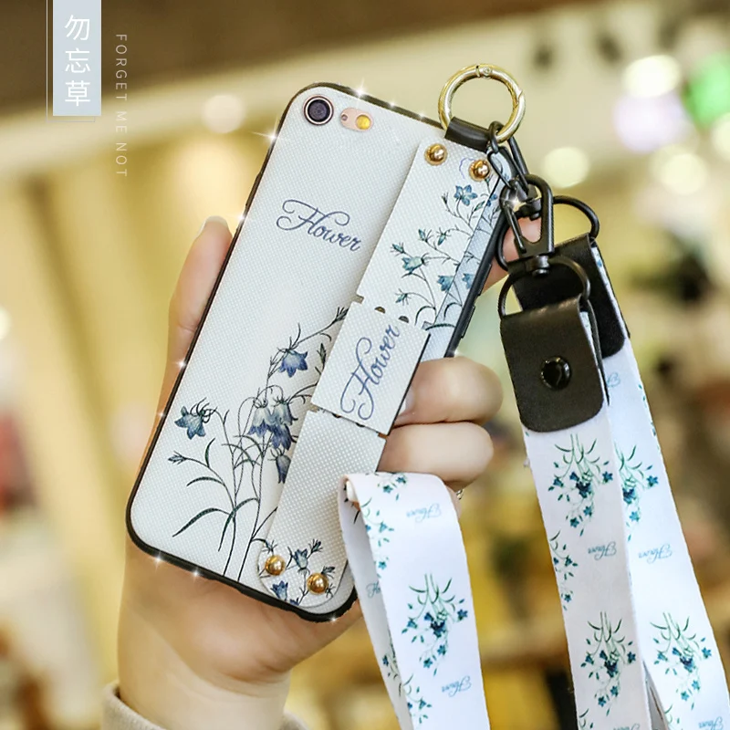 Чехол для телефона с подставкой iPhone 6 7 8 Plus X XR XS Max напульсник двумя ремешками