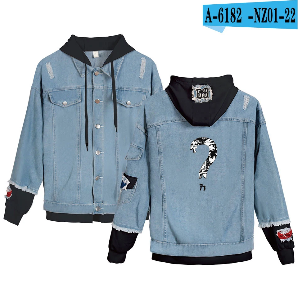 Personality Lil Peep Cry Baby Denim Jacket Xxxtentacion Revenge Hooded Denim Jacket Fit Men/Women Hoodies Autumn sweatshirt - Цвет: 2D