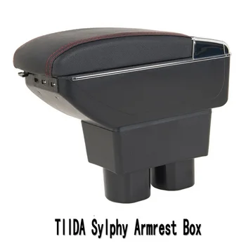 

For Nissan Tiida Bluebird armrest box central Store content box with cup holder ashtray USB Sylphy Tiida armrests box