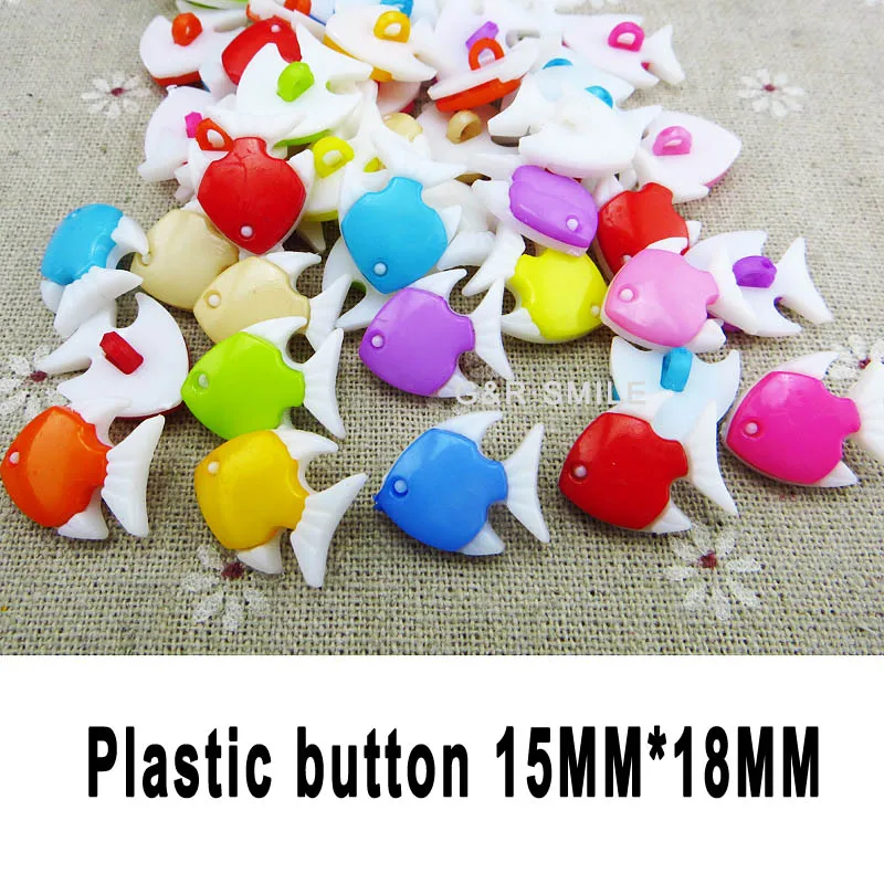 50 шт. крашеные пластиковые рыбий пуговиц шитье декоративные мультфильмы кнопки