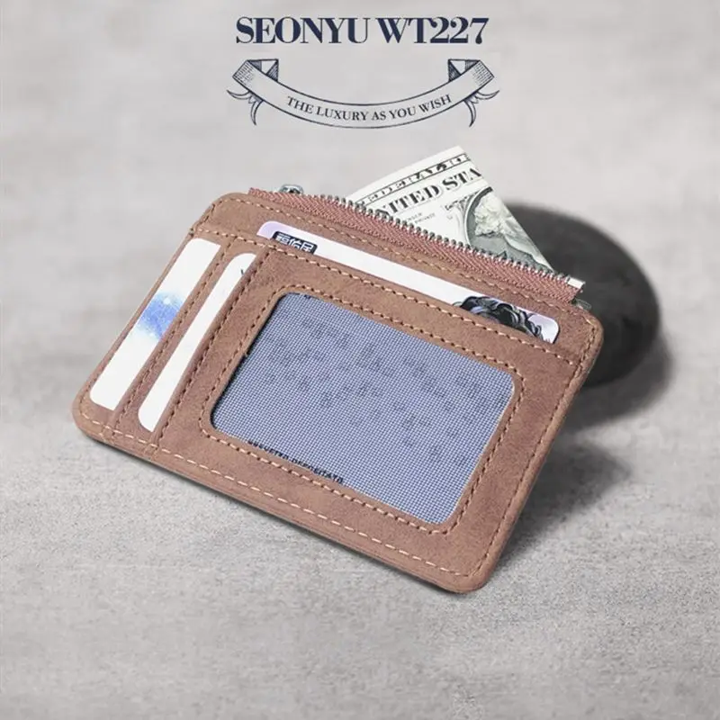 PU скраб материал молния держатель для кредитных карт Мужской зажим для долларов визитная карточка ID Органайзер маленький кошелек мульти-карта-Кошелек для монет сумка