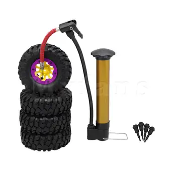 

Mxfans 4pcs RC1: 10 1.9 Inch Rubber Tyre & Purple Beadlock Yellow Wheel Rim