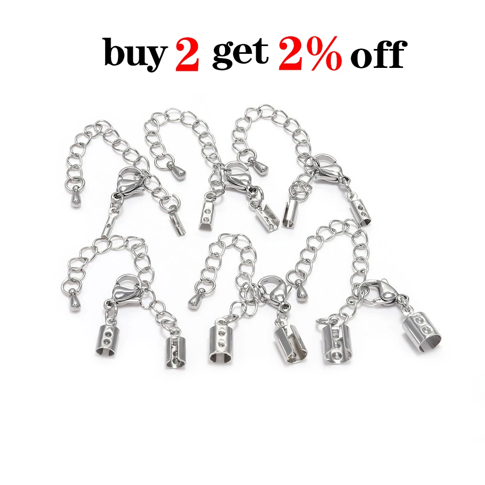 10Pcs/lot Stainless Steel Necklace Extension Chain Lobster Clasp Extended  Chains For DIY Jewelry Making Supplies Accessories