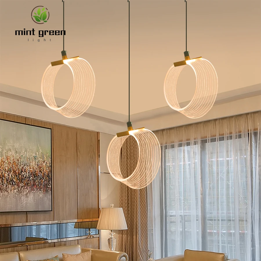 

Ins style Personality Pendant Lights Single acrylic head For Bedroom Bedside Dinning Bar Porch Lighting Fixture Hanging Lamp