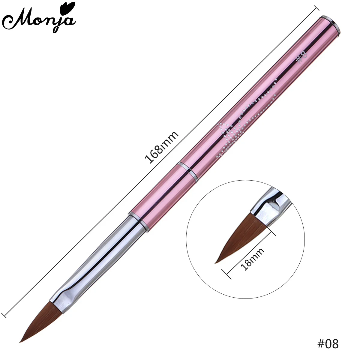 Monja 5 стилей съемный дизайн ногтей розовая ручка жидкая пудра резьба по дереву колинские кисти для УФ-геля удлинитель ручка для рисования - Цвет: 18mm