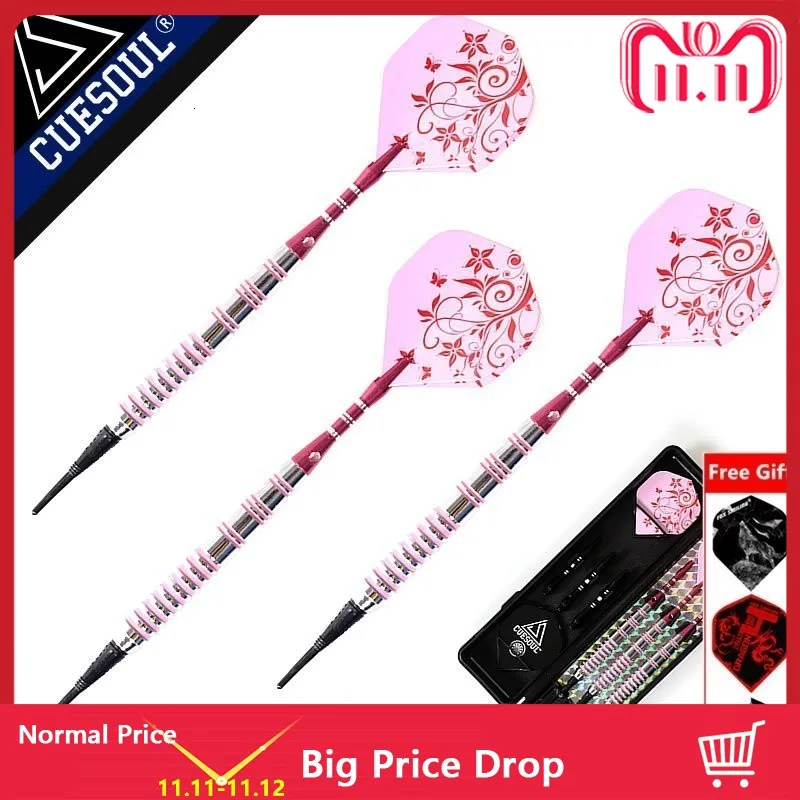 

High Quality Professional Brand 17g 15cm Soft Darts Electronic Soft Tip With Aluminum Alloy Shaft 3pcs/set Pink Color