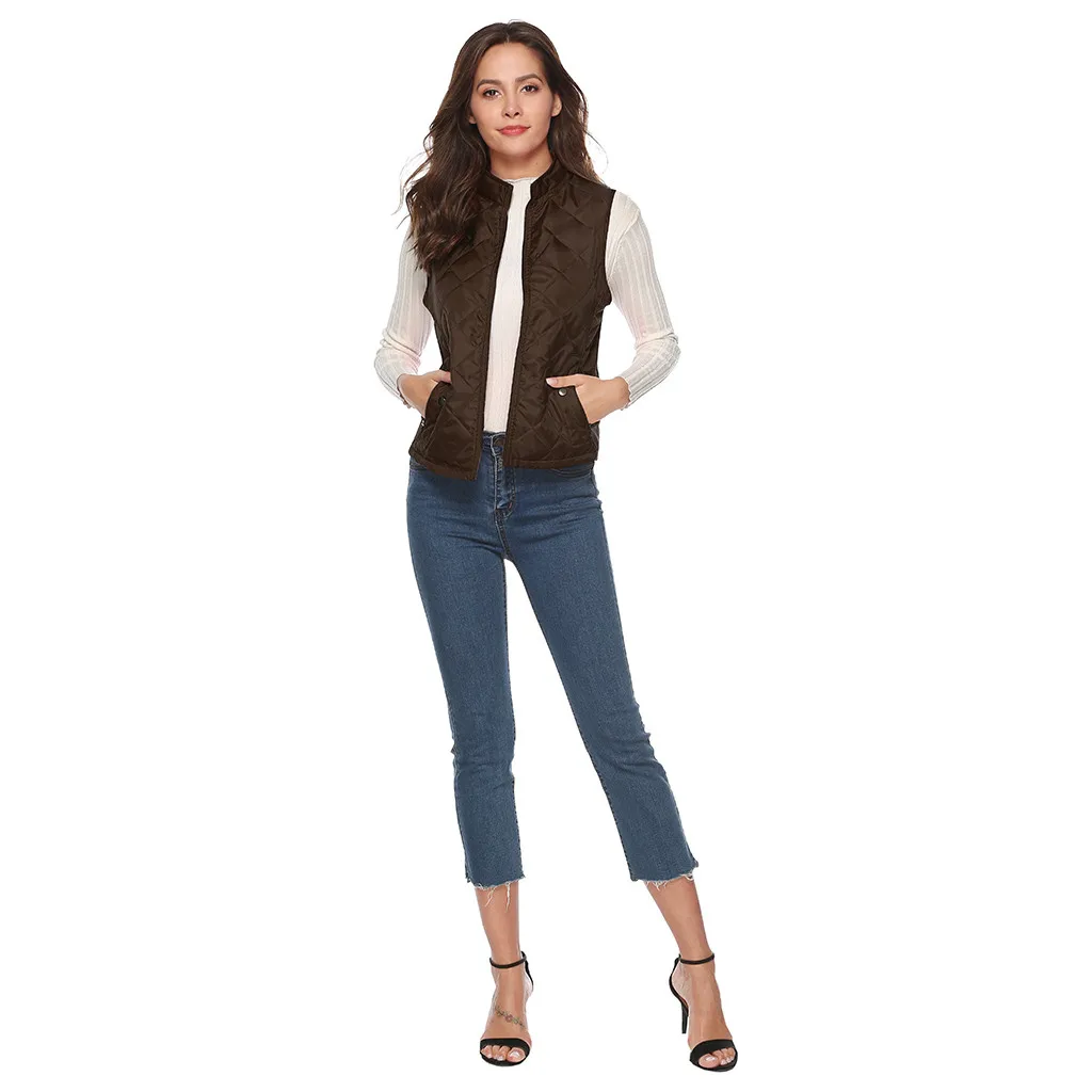 Jaycosin 2019 Winter Warm Casual Leisure Waistcoat Coat Women Thick Solid Color Jackets Comfortable Sleeveless Jacket Coat 31#4