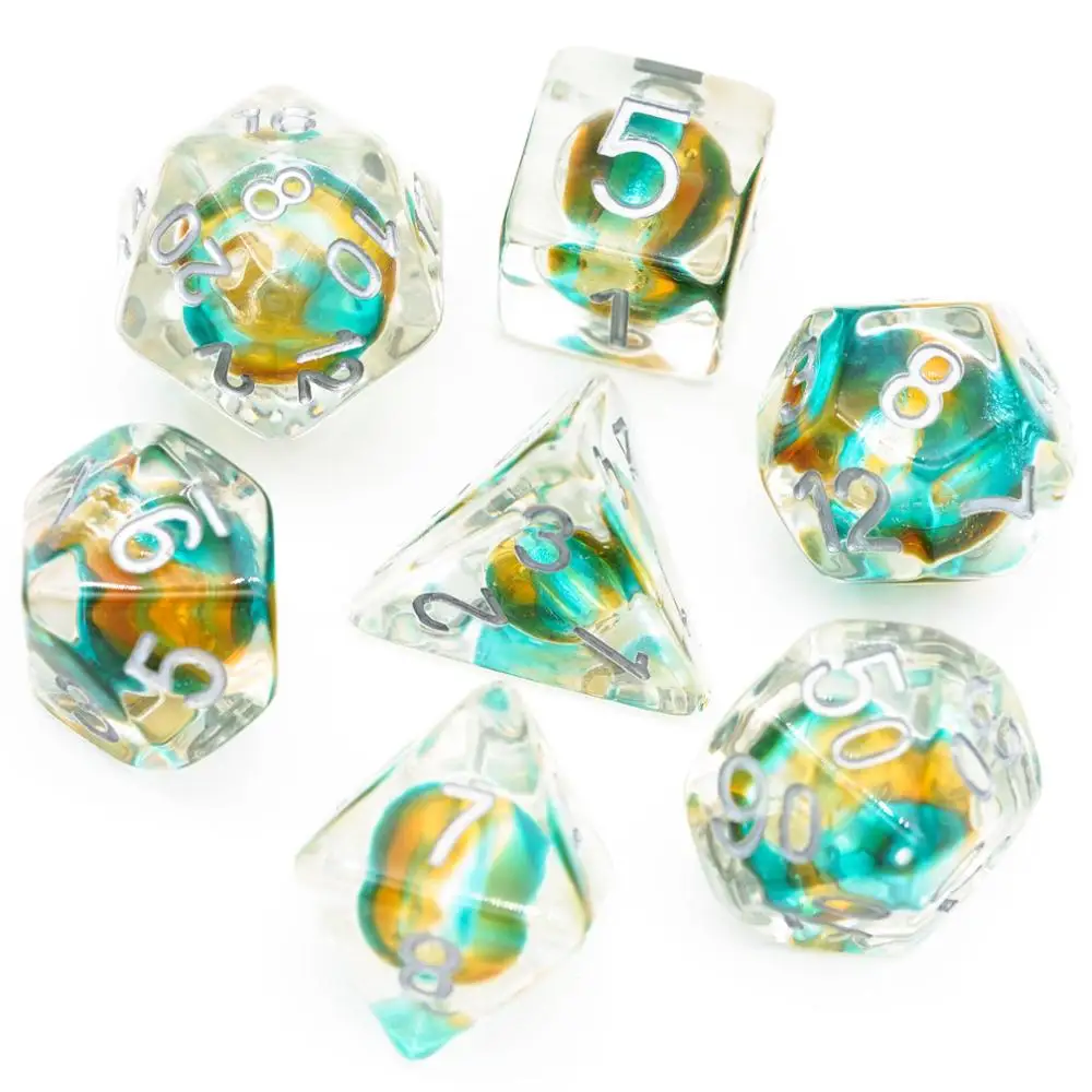 7 шт./компл. стеклянные бусины игральные кости DND D & D4 D6 D8 D10 % D12 D20 многогранные игры