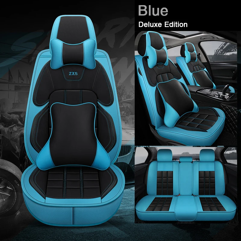 Blue A Специальный кожаный чехол для автомобильного сиденья, подушка для автомобильного сиденья, черный и красный цвет, автомобильные чехлы для сидений, универсальные Соединенные товары - Название цвета: Blue A
