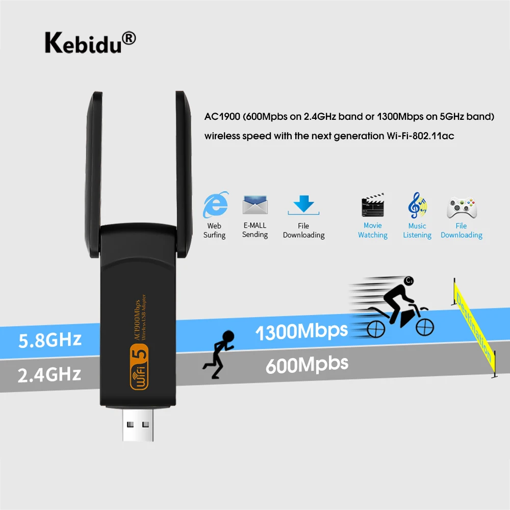 1900 Мбит/с USB 3 0 Wi-Fi адаптер двухдиапазонный беспроводной локальной сети LAN Ethernet AC1900