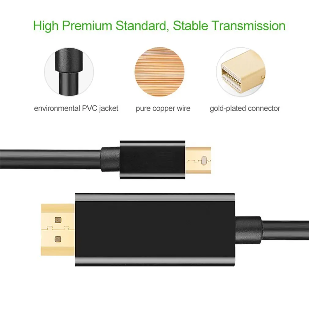 

Display Mini DP to HDMI Cable Male to Male Adapter for Macbook Pro Air Projector Camera TV Support 4K*2K 3D