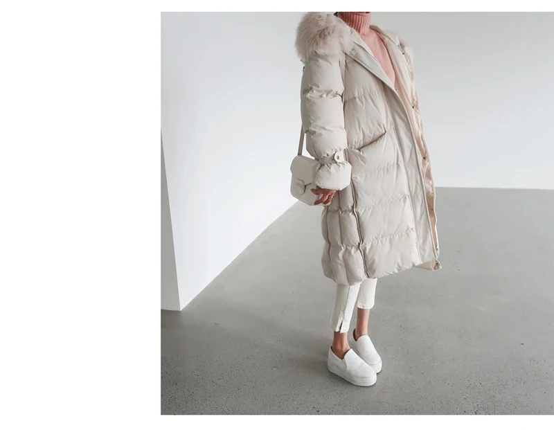 Модная черная Длинная женская пуховая куртка, пальто с капюшоном, теплые утепленные парки, зимнее пальто, негабаритная Женская стеганая парка, куртка