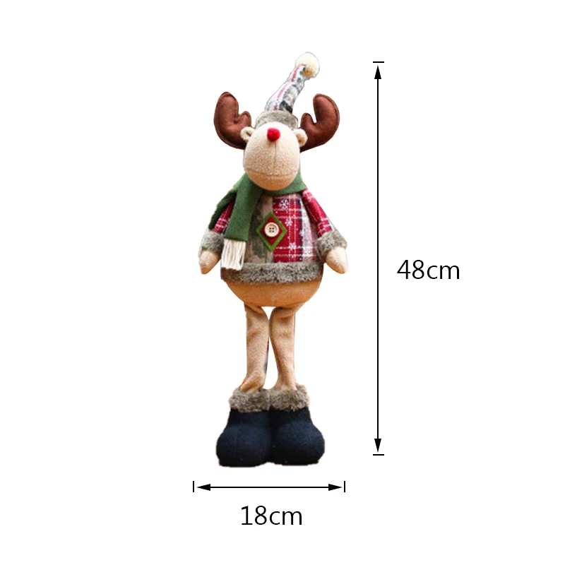V 48x18cm Рождественские куклы выдвижной Санта Клаус снеговик лося игрушки большой размер рождественские фигурки Рождественский подарок для ребенка красный орнамент с рождественской елкой - Цвет: V 48x18cm