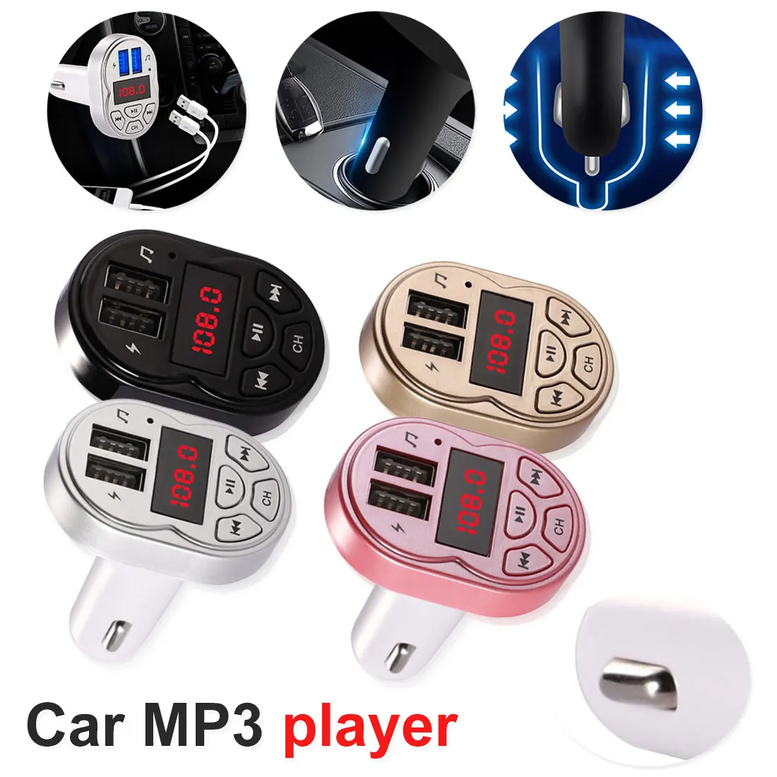 Двойной USB Автомобильный mp3 Bluetooth плеер светодиодный дисплей двойной USB карта зарядное устройство MP3-плеер автомобильный беспроводной fm-приёмопередатчик Bluetooth