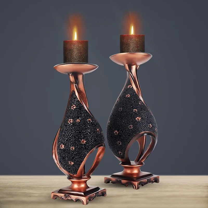 

Retro Color Resin Candlestick Home Decoration Romantic Table Aromatherapy Candle Rack Wedding Party Supplies