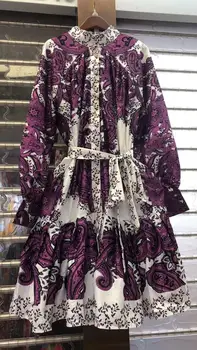 

Autumn One-piece Dress 2020 Brand Designers Fashion Style Flowers Dress Women Super Big Size High Quality Beautiful Casual Dress