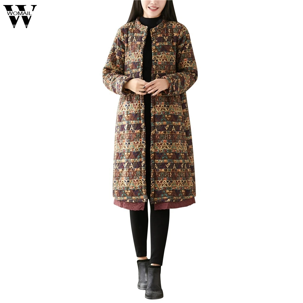 Womail Womens Coats Fashion Women Casual Loose Long Sleeve Print Plus Velvet Tops coat women Abrigo XL-4XL