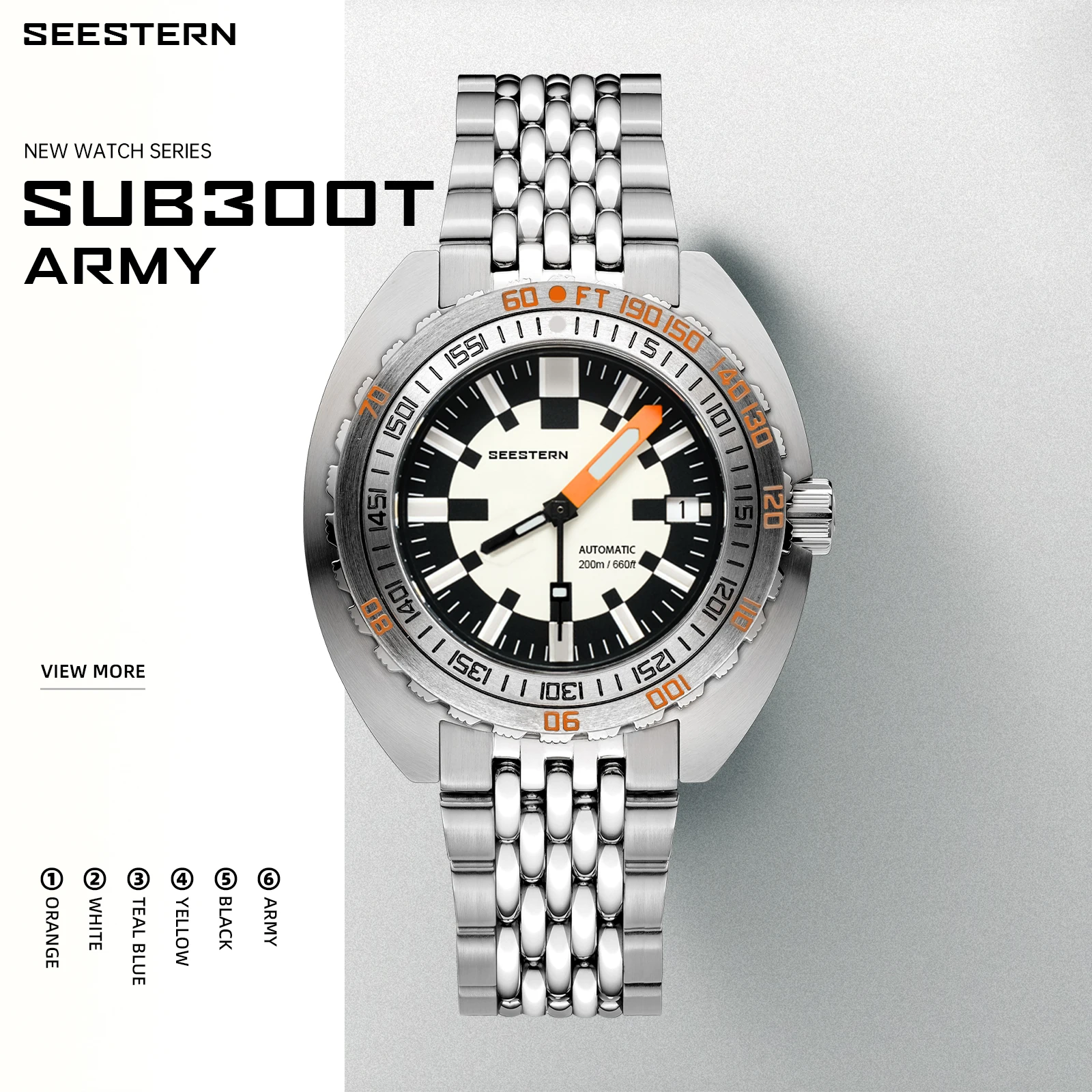 Orologio Subacqueo Seestern Per Uomo Sub300T Sapphire Nh35 Orologi Meccanici Automatici 20Atm Orologio Da Polso Luminoso Impermeabile Quadrante Dell'E