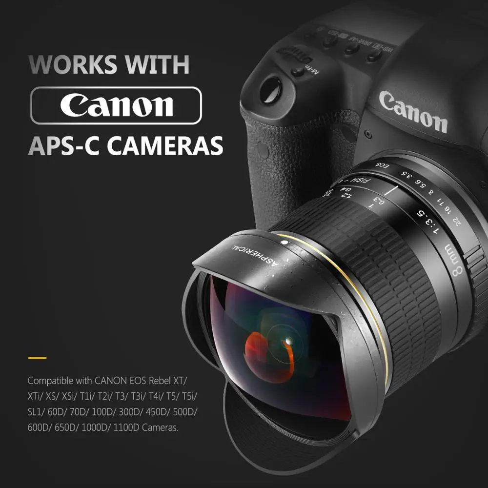 neewer 8mm f 3 5 ultra wide angle fokus manual persegi panjang lensa fisheye untuk aps c dslr canon eos 77d 80d pemberontak t7 t7i t6i t6s t6