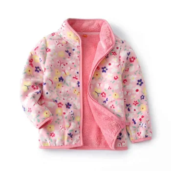 

Benemaker Fleece Windbreaker For Girls Bomber Winter Jacket Children Clothing 2-8 Year Baby Love Floral Candy Printed Coat NA063