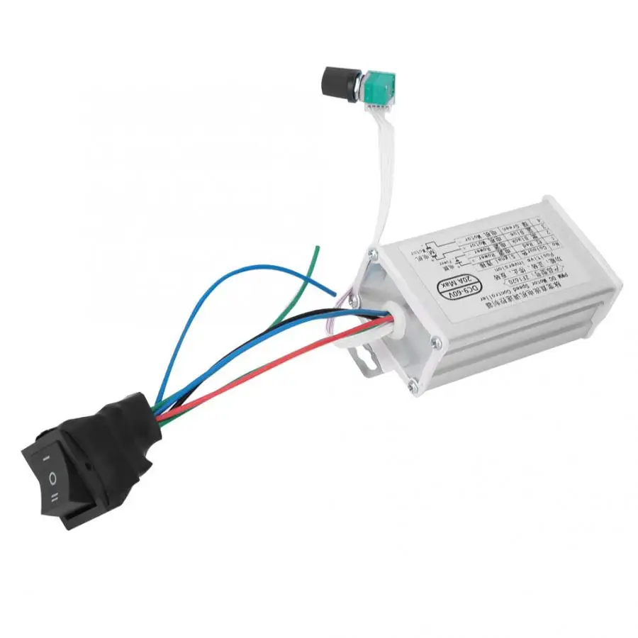 ZFX1620 DC9-60V металлический корпус DC контроллер скорости двигателя 20A вперед и обратный переключатель