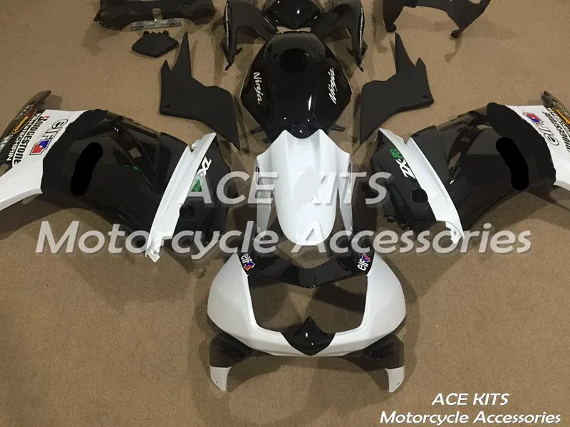Мотоциклетный обтекатель abs для Kawasaki Ninja250 2008-2012 впрыска Bodywor сенсационная черного и белого цвета+ майка ACE № 877