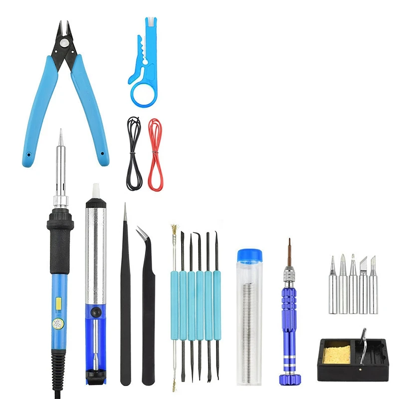 60W Soldering Iron Kit Electronics Adjustable Temperature Welding Tool