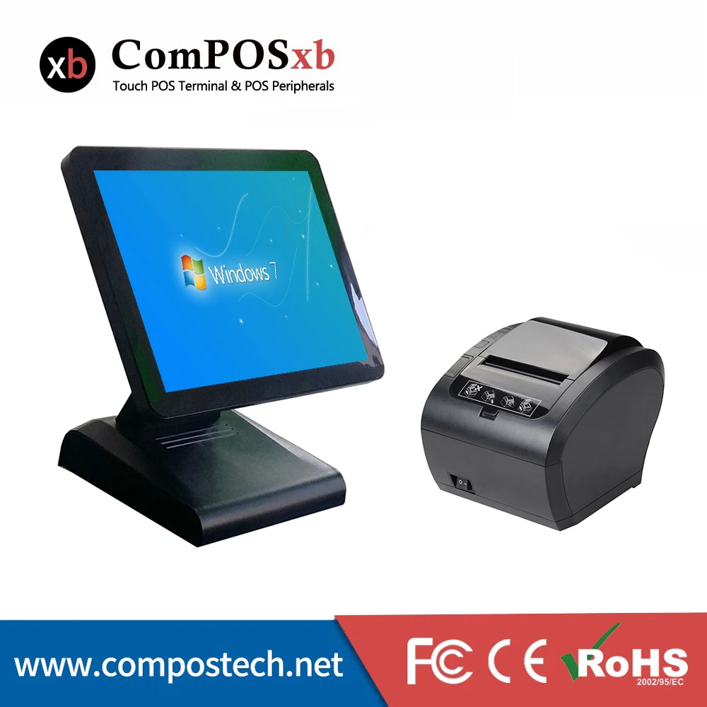 15 inch resistive touch screen pos system thermal printer point of sale system pos pc for restaurant