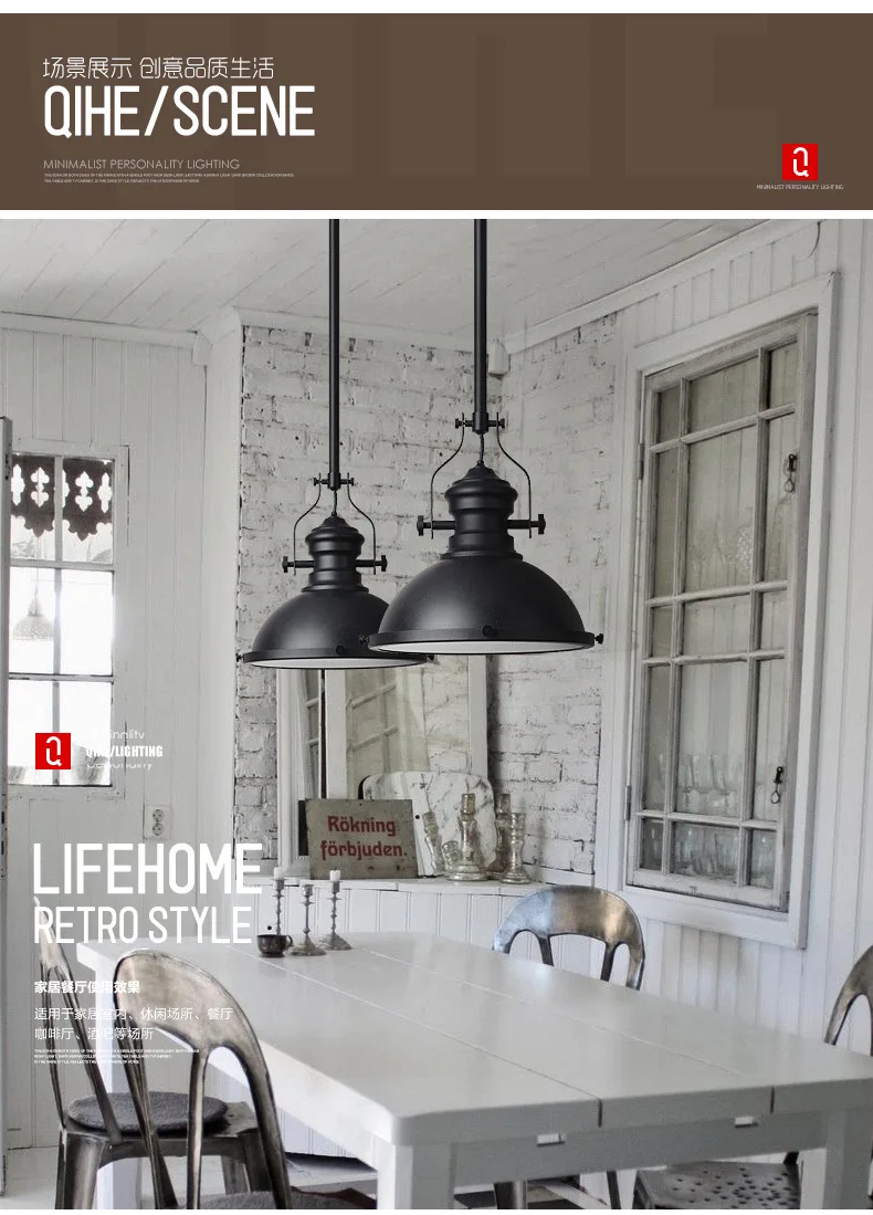 Northern European-Style Restaurant Decorative Lights Iron Art Creative Living Room Lamps Industrial-Style Loft Cafe Chandelier a