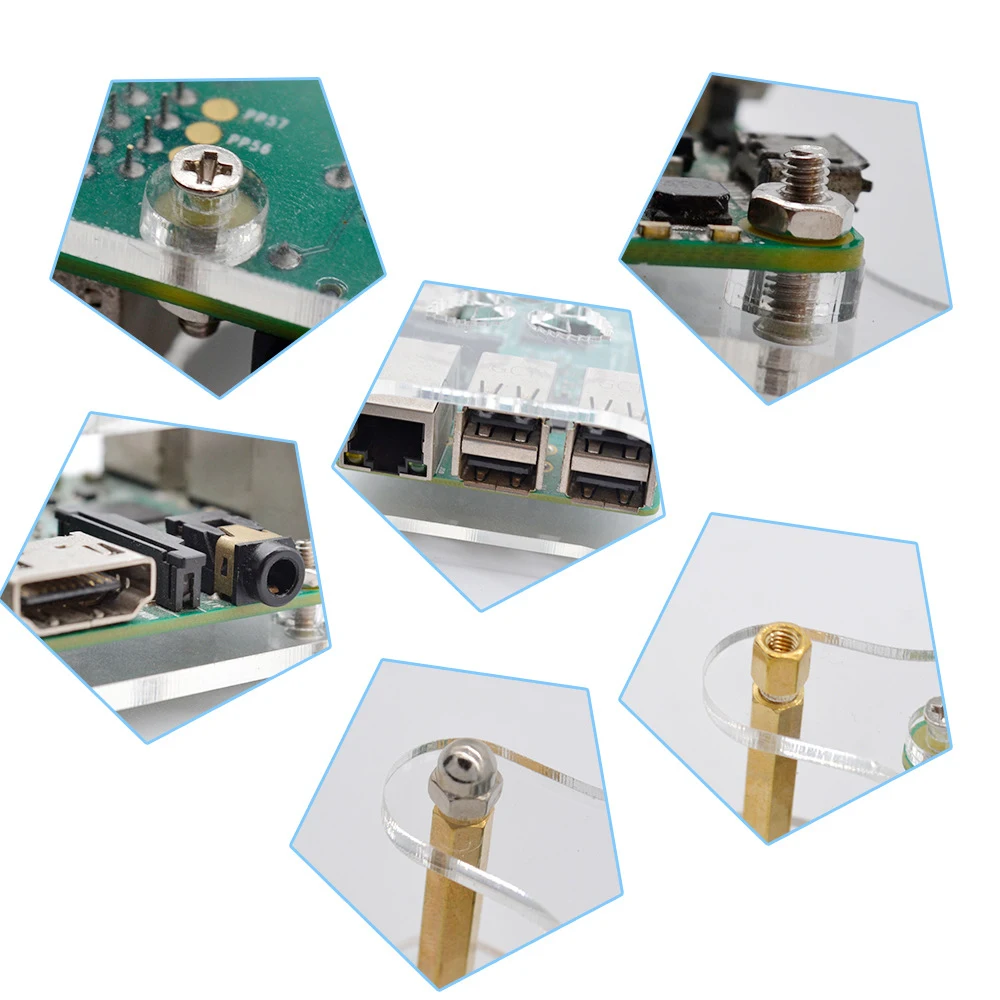5 шт. для Raspberry PI B+ 3-го поколения прозрачный акриловый чехол с медными колонными винтами