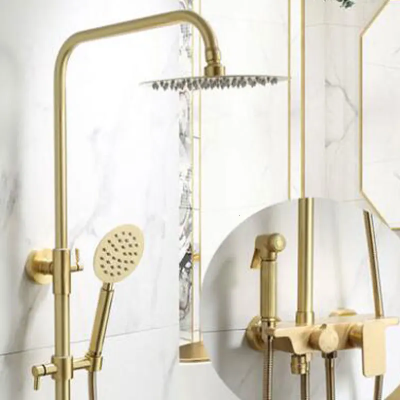 Nordic copper brass off-line Jinquan four gear women wash hot water and cold water lift shower