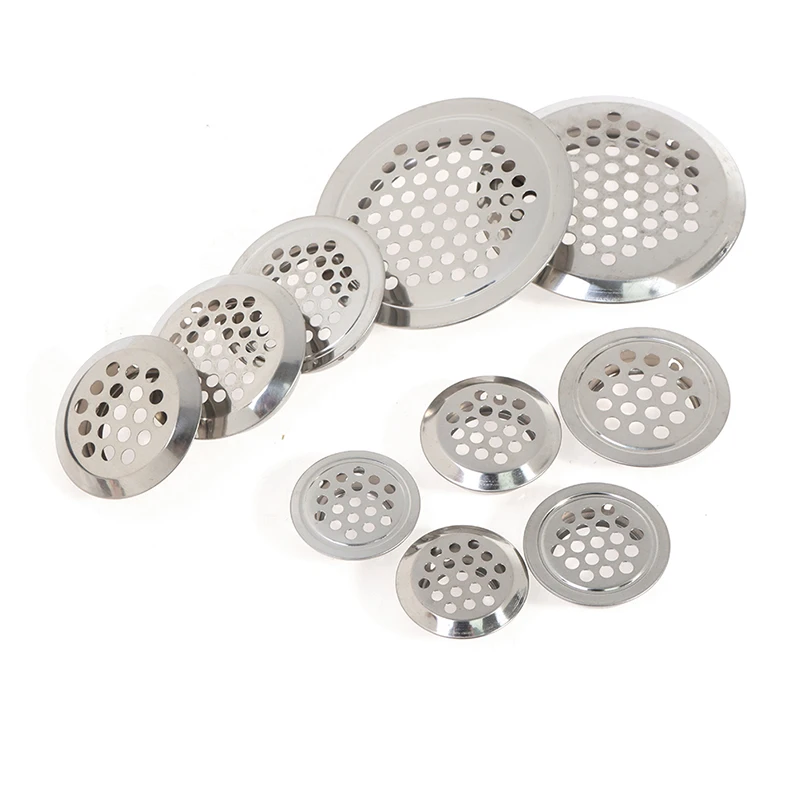 Air vent grille 10pcs Round Cabinet Air Duct Vent Dia.19mm-53mm Steel Louver Mesh Hole Plug Decoration Cover Wardrobe Grille Ventilation Systems