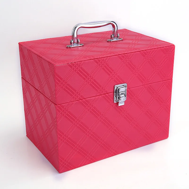 Южная Корея Высококачественная шесть открытых ручных коробок для макияжа Профессиональный набор инструментов для макияжа Портативная сумка для макияжа Дорожная Коллекционная сумка - Цвет: Rose red
