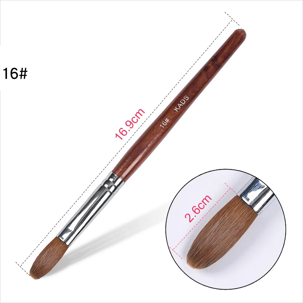 Crimped Brush 16 Kolinsky СОБОЛЬ акриловая кисть для дизайна ногтей кисть для УФ-геля кисть-ручка для резьбы жидкая пудра сделай сам для рисования ногтей маникюрный набор кистей - Цвет: Crimped Brush 16