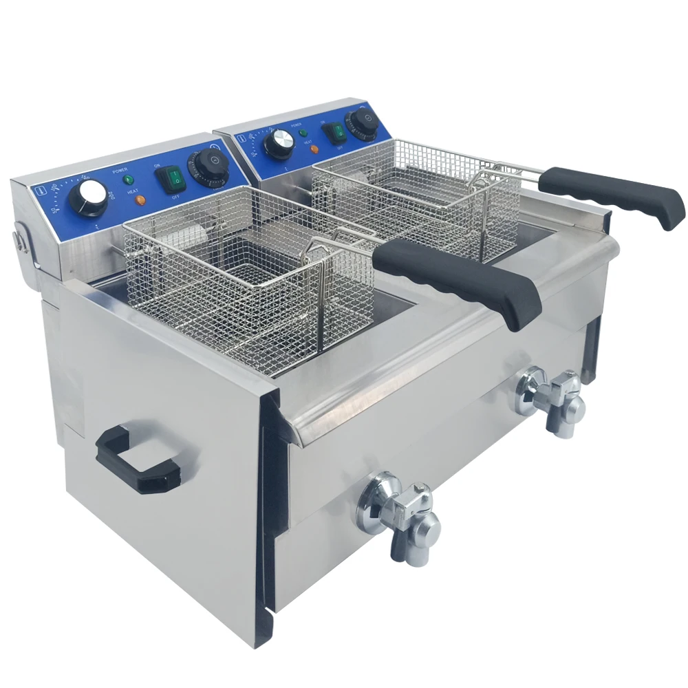 

Commercial Electric Deep Fryer Double Tanks Stainless Steel Smokeless Deep Fryer For Restaurant Fries Frying Machine