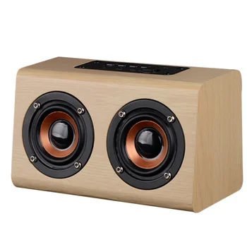 

Vintage Wooden Dual Loudspeakers Wireless HIFI Speaker with 3D Surround (Yellow)