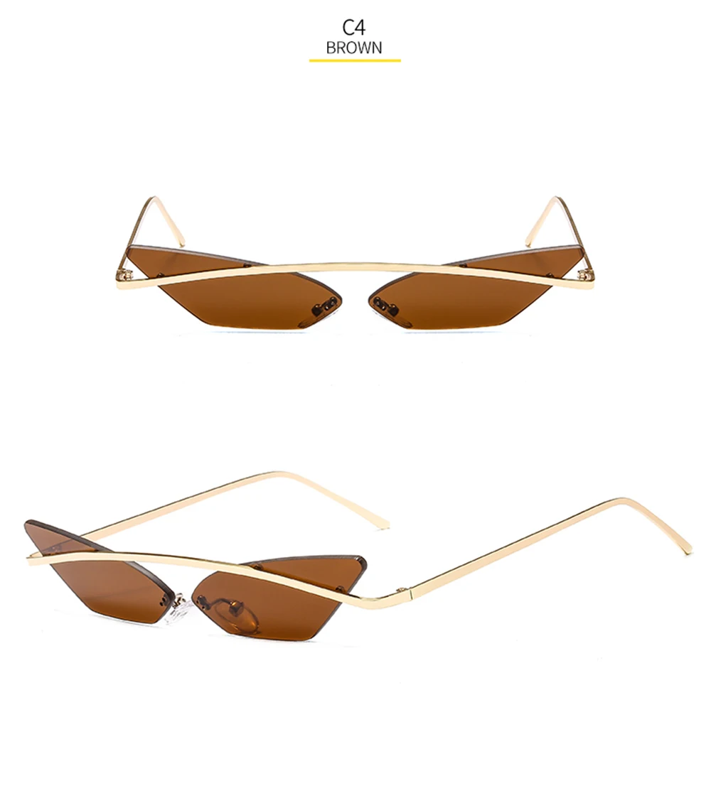 Vintage Cat Eye Sunglasses Unisex Multicolor Frameless Eyewear_voghion.com