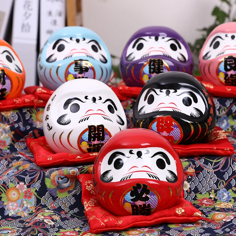 4,5 дюймов Maneki Neko Daruma орнамент керамическая статуя кота подарок для украшения дома фэн-шуй копилка