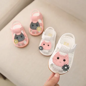 

Summer Baby Girls Soft Sandals Cute Cartoon Girls Non-slip 0-2 Years Old Sandals Barefoot Sandals Baby