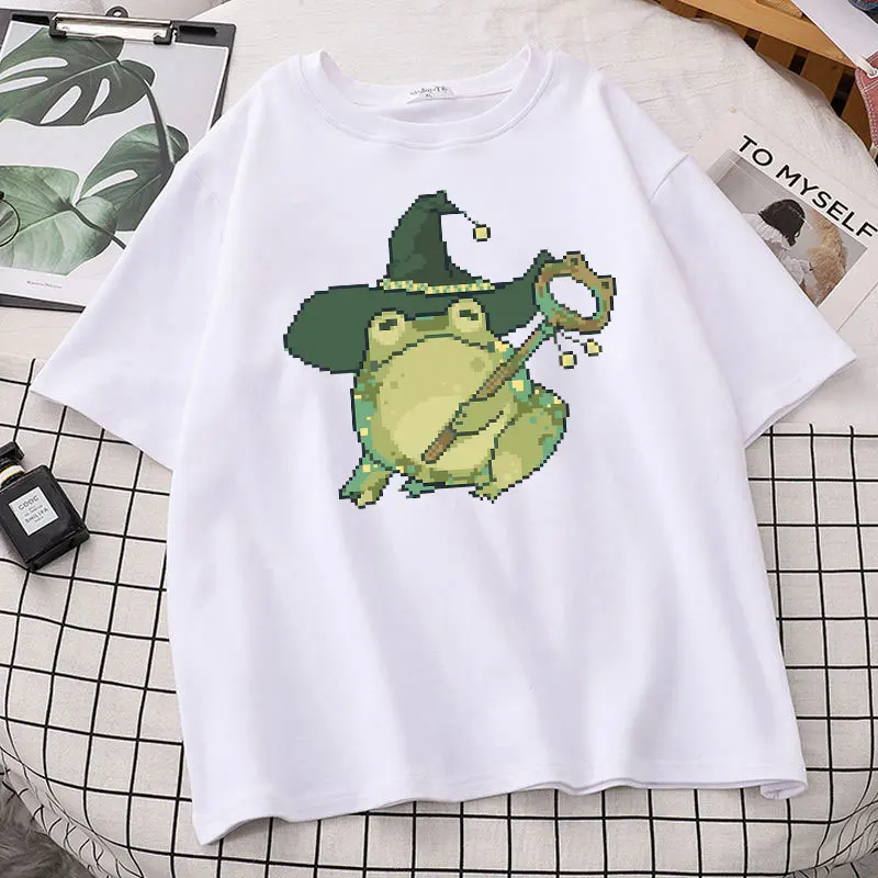 Summer Fashion Fun Pixel Frog Print Cute Magic Frog Pattern T-shirt Ladies T-shirt Green T-shirt Harajuku Casual Summer Top t shirt oversize