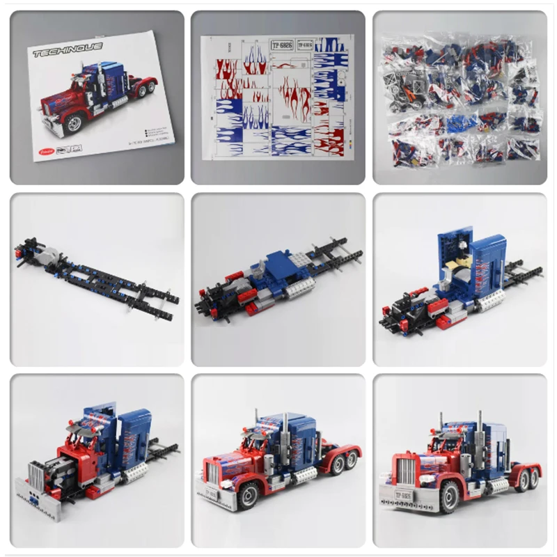 Блоки sembo 701803 Peterbilt 389 грузовики совместимые технические Optimus Prime Строительные кирпичи развивающие игрушки подарки на день рождения мальчика